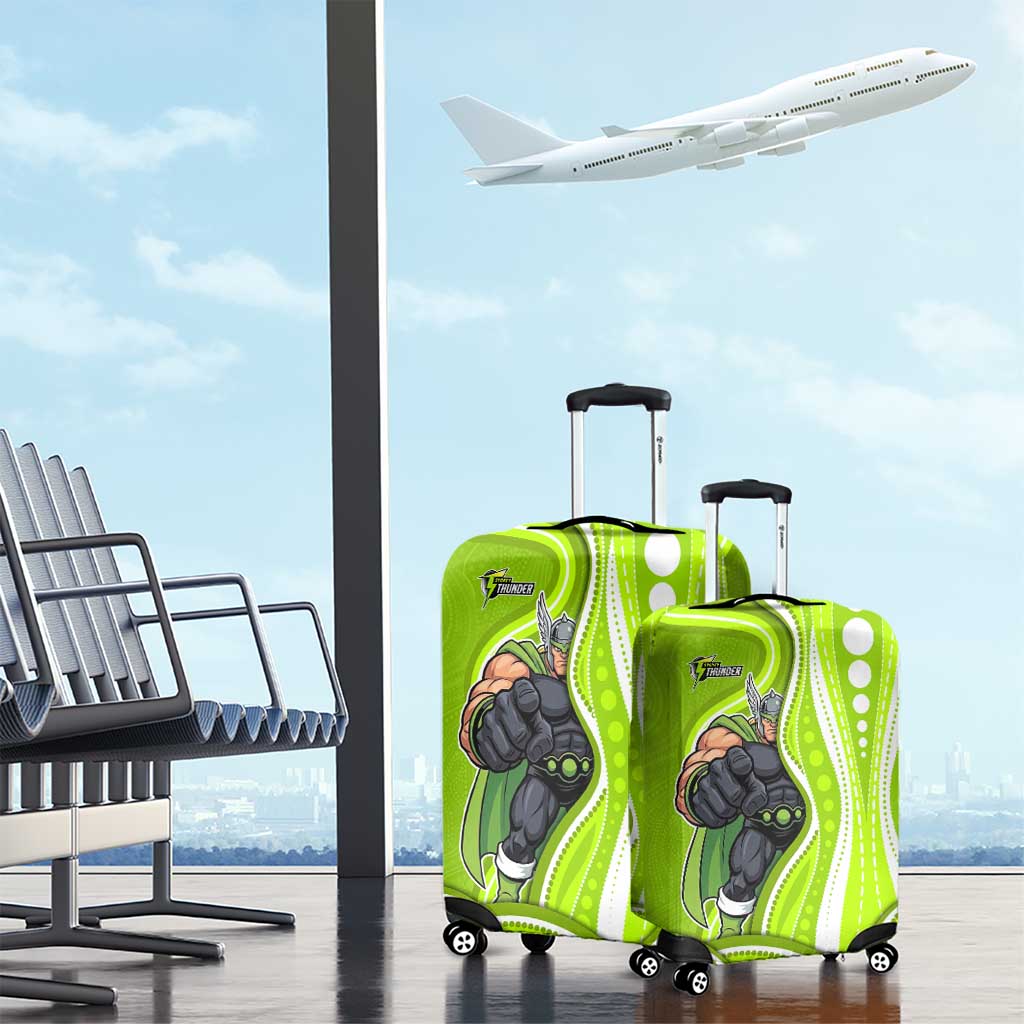 Sydney Thunder Luggage Cover Aboriginal Dot Art Green White - Tribal Wave Pattern