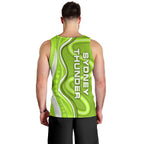 Sydney Thunder Men Tank Top Aboriginal Dot Art Green White - Tribal Wave Pattern