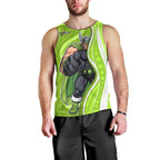 Sydney Thunder Men Tank Top Aboriginal Dot Art Green White - Tribal Wave Pattern