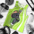 Sydney Thunder Men Tank Top Aboriginal Dot Art Green White - Tribal Wave Pattern