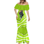 Sydney Thunder Mermaid Dress Aboriginal Dot Art Green White - Tribal Wave Pattern
