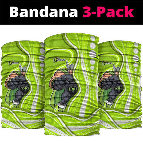 Sydney Thunder Neck Gaiter Aboriginal Dot Art Green White - Tribal Wave Pattern