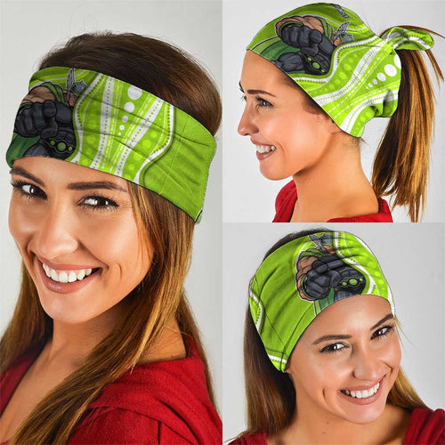 Sydney Thunder Neck Gaiter Aboriginal Dot Art Green White - Tribal Wave Pattern