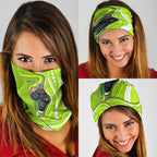 Sydney Thunder Neck Gaiter Aboriginal Dot Art Green White - Tribal Wave Pattern