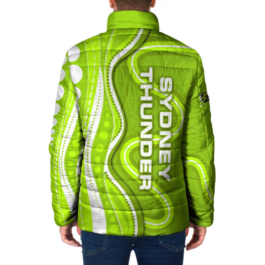 Sydney Thunder Padded Jacket Aboriginal Dot Art Green White - Tribal Wave Pattern