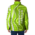 Sydney Thunder Padded Jacket Aboriginal Dot Art Green White - Tribal Wave Pattern