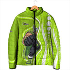 Sydney Thunder Padded Jacket Aboriginal Dot Art Green White - Tribal Wave Pattern