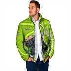 Sydney Thunder Padded Jacket Aboriginal Dot Art Green White - Tribal Wave Pattern