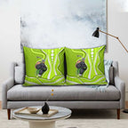 Sydney Thunder Pillow Cover Aboriginal Dot Art Green White - Tribal Wave Pattern
