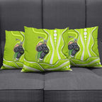 Sydney Thunder Pillow Cover Aboriginal Dot Art Green White - Tribal Wave Pattern