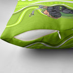 Sydney Thunder Pillow Cover Aboriginal Dot Art Green White - Tribal Wave Pattern