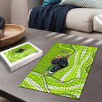 Sydney Thunder Puzzle Aboriginal Dot Art Green White - Tribal Wave Pattern