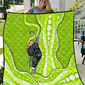 Sydney Thunder Quilt Aboriginal Dot Art Green White - Tribal Wave Pattern