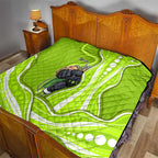 Sydney Thunder Quilt Aboriginal Dot Art Green White - Tribal Wave Pattern