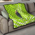 Sydney Thunder Quilt Aboriginal Dot Art Green White - Tribal Wave Pattern