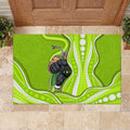 Sydney Thunder Rubber Doormat Aboriginal Dot Art Green White - Tribal Wave Pattern