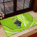 Sydney Thunder Rubber Doormat Aboriginal Dot Art Green White - Tribal Wave Pattern