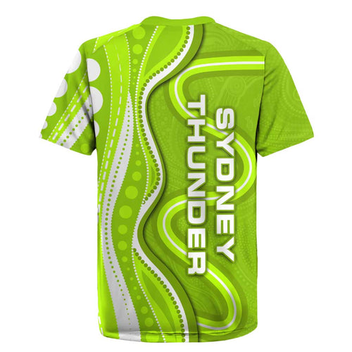 Sydney Thunder Rugby Jersey Aboriginal Dot Art Green White - Tribal Wave Pattern
