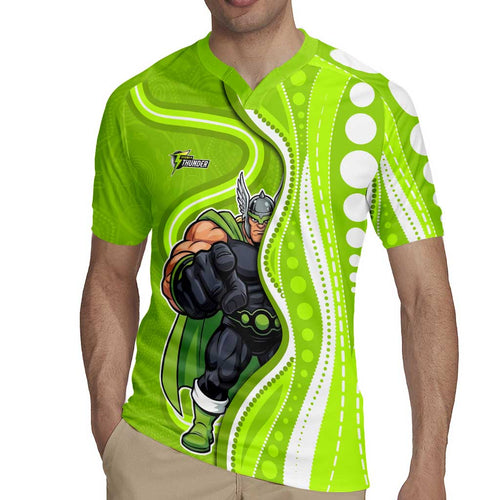 Sydney Thunder Rugby Jersey Aboriginal Dot Art Green White - Tribal Wave Pattern