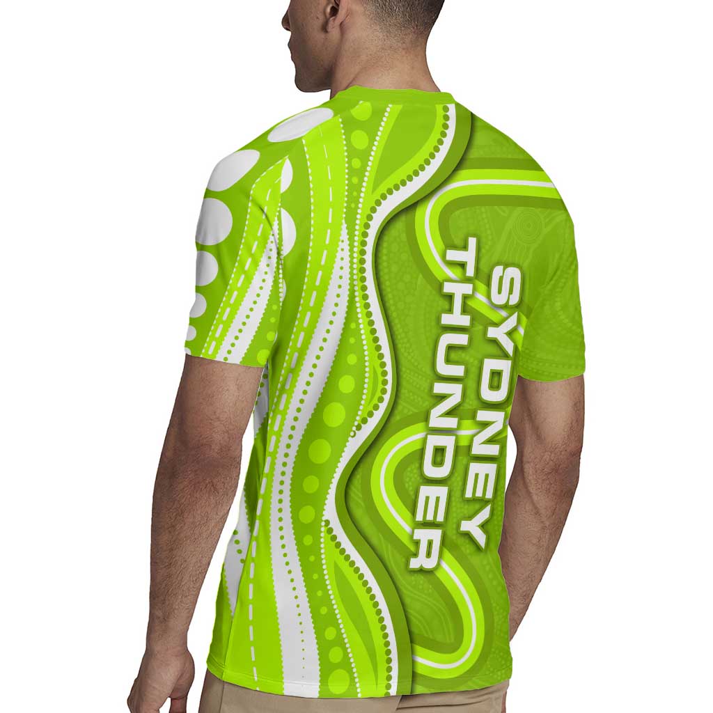 Sydney Thunder Rugby Jersey Aboriginal Dot Art Green White - Tribal Wave Pattern