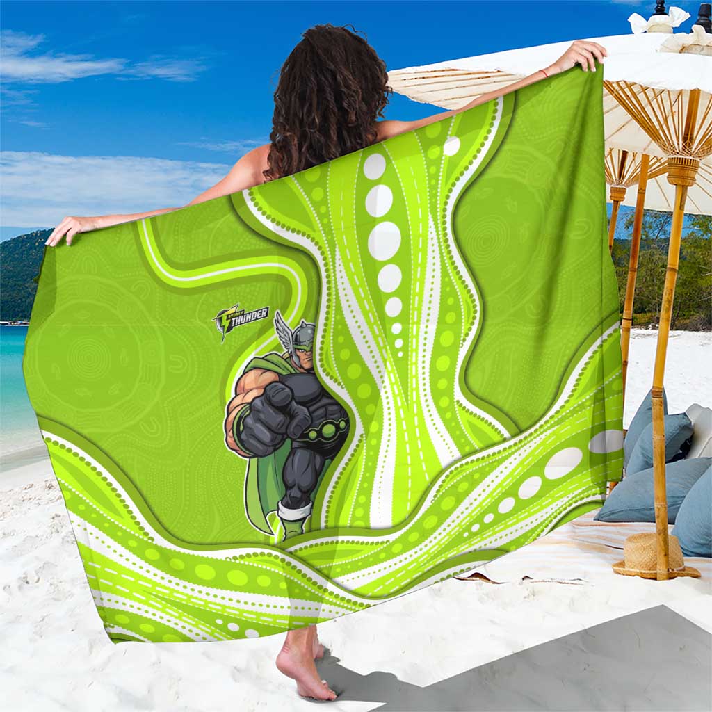 Sydney Thunder Sarong Aboriginal Dot Art Green White - Tribal Wave Pattern