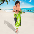 Sydney Thunder Sarong Aboriginal Dot Art Green White - Tribal Wave Pattern