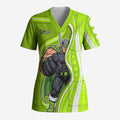 Sydney Thunder Scrub Top Aboriginal Dot Art Green White - Tribal Wave Pattern