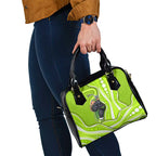 Sydney Thunder Shoulder Handbag Aboriginal Dot Art Green White - Tribal Wave Pattern