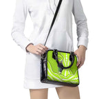 Sydney Thunder Shoulder Handbag Aboriginal Dot Art Green White - Tribal Wave Pattern