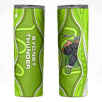 Sydney Thunder Skinny Tumbler Aboriginal Dot Art Green White - Tribal Wave Pattern