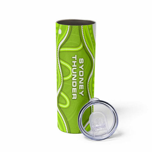 Sydney Thunder Skinny Tumbler Aboriginal Dot Art Green White - Tribal Wave Pattern