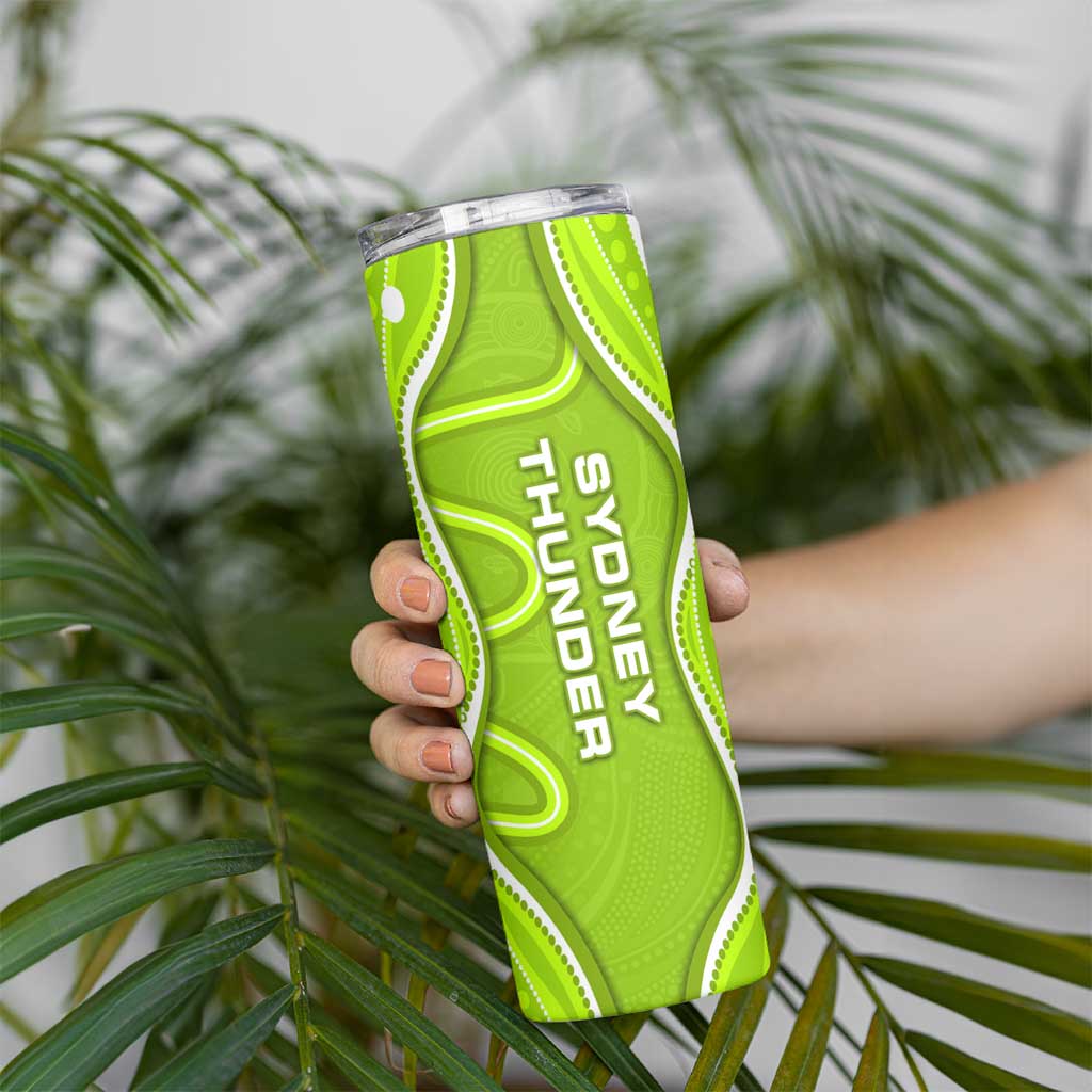 Sydney Thunder Skinny Tumbler Aboriginal Dot Art Green White - Tribal Wave Pattern