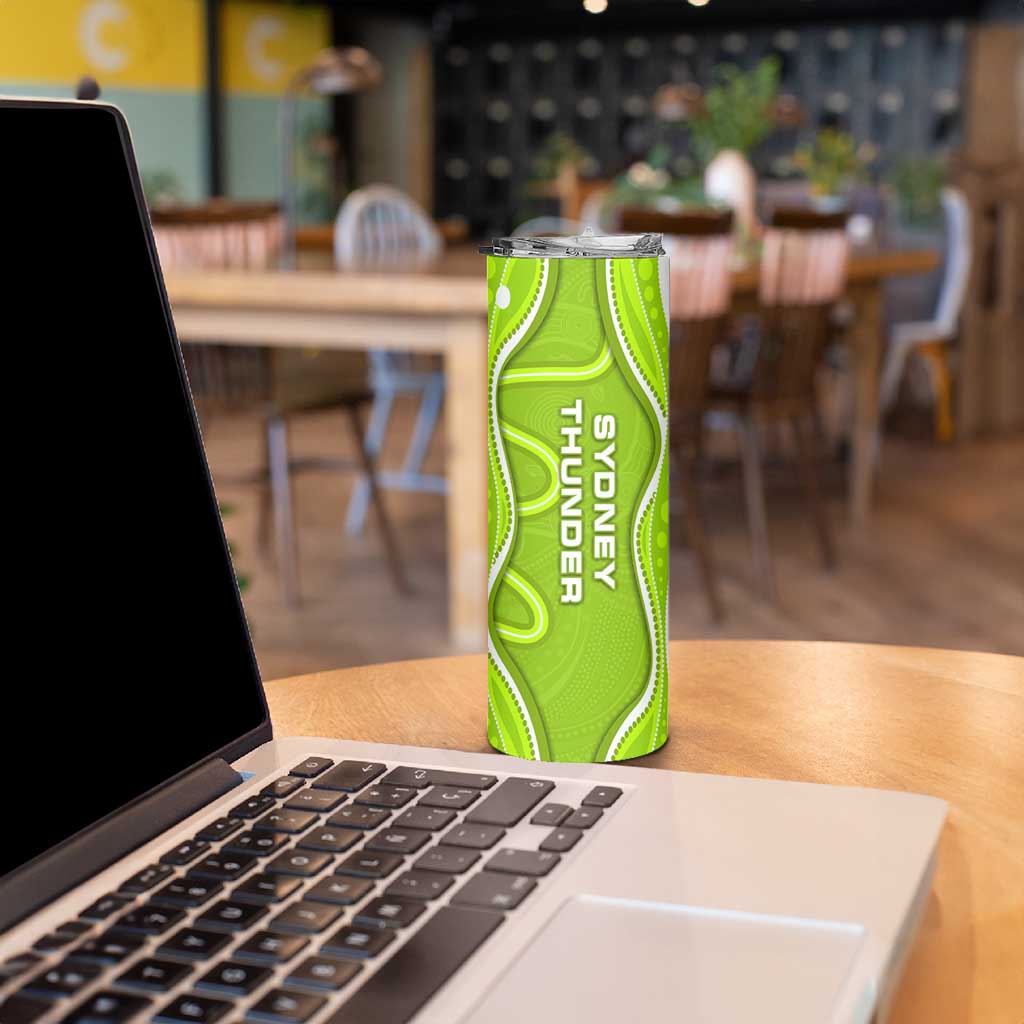 Sydney Thunder Skinny Tumbler Aboriginal Dot Art Green White - Tribal Wave Pattern