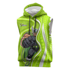 Sydney Thunder Sleeveless Hoodie Aboriginal Dot Art Green White - Tribal Wave Pattern