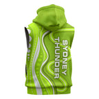 Sydney Thunder Sleeveless Hoodie Aboriginal Dot Art Green White - Tribal Wave Pattern