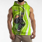 Sydney Thunder Sleeveless Hoodie Aboriginal Dot Art Green White - Tribal Wave Pattern