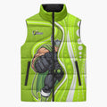 Sydney Thunder Sleeveless Puffer Jacket Aboriginal Dot Art Green White - Tribal Wave Pattern