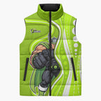 Sydney Thunder Sleeveless Puffer Jacket Aboriginal Dot Art Green White - Tribal Wave Pattern