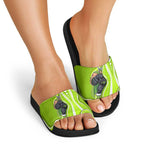 Sydney Thunder Slide Sandals Aboriginal Dot Art Green White - Tribal Wave Pattern