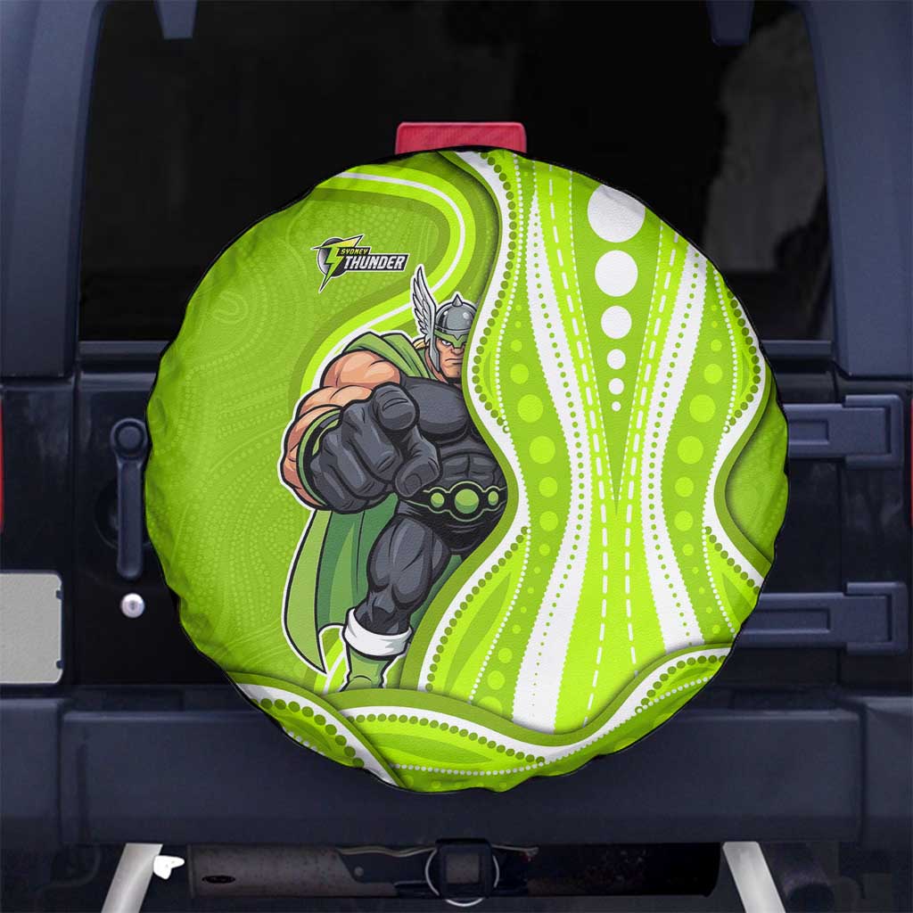 Sydney Thunder Spare Tire Cover Aboriginal Dot Art Green White - Tribal Wave Pattern