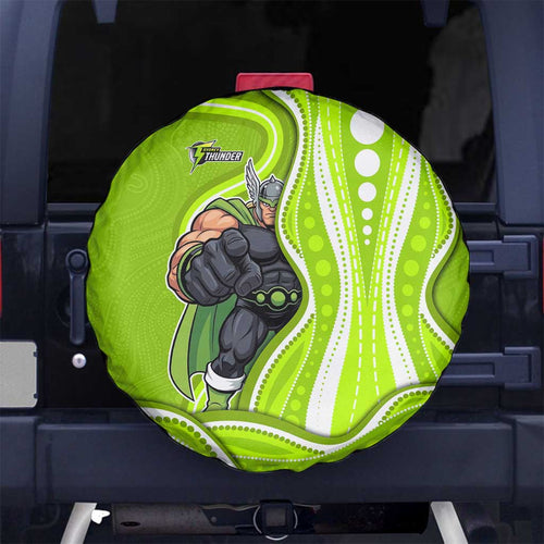 Sydney Thunder Spare Tire Cover Aboriginal Dot Art Green White - Tribal Wave Pattern
