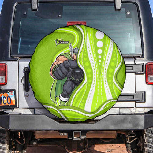 Sydney Thunder Spare Tire Cover Aboriginal Dot Art Green White - Tribal Wave Pattern
