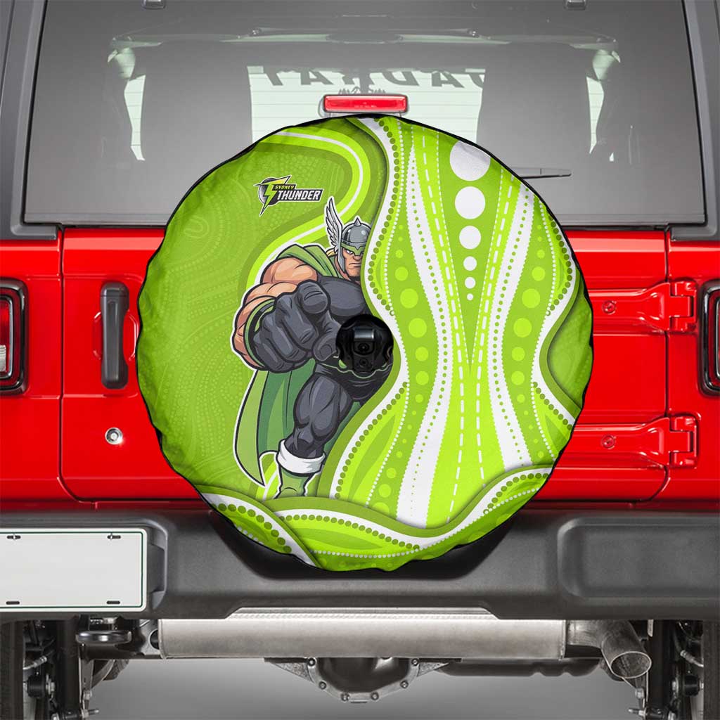 Sydney Thunder Spare Tire Cover Aboriginal Dot Art Green White - Tribal Wave Pattern