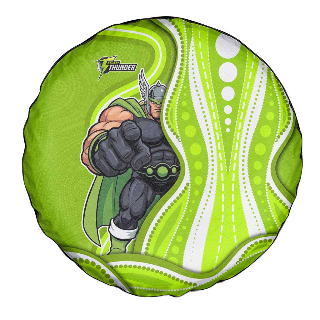 Sydney Thunder Spare Tire Cover Aboriginal Dot Art Green White - Tribal Wave Pattern