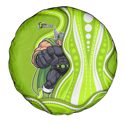 Sydney Thunder Spare Tire Cover Aboriginal Dot Art Green White - Tribal Wave Pattern