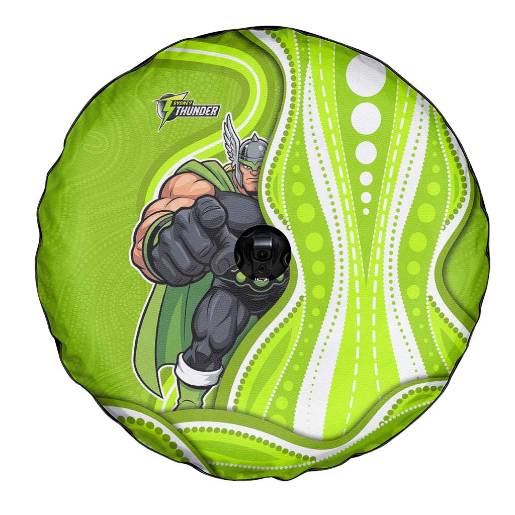Sydney Thunder Spare Tire Cover Aboriginal Dot Art Green White - Tribal Wave Pattern