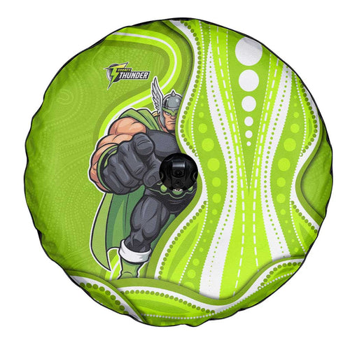 Sydney Thunder Spare Tire Cover Aboriginal Dot Art Green White - Tribal Wave Pattern