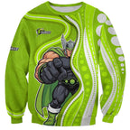Sydney Thunder Sweatshirt Aboriginal Dot Art Green White - Tribal Wave Pattern
