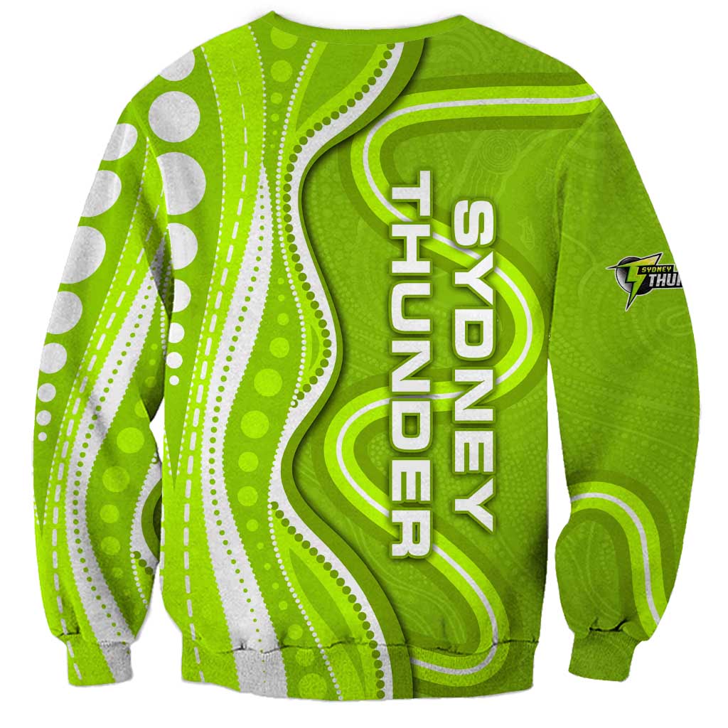 Sydney Thunder Sweatshirt Aboriginal Dot Art Green White - Tribal Wave Pattern