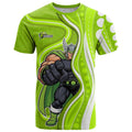 Sydney Thunder T Shirt Aboriginal Dot Art Green White - Tribal Wave Pattern